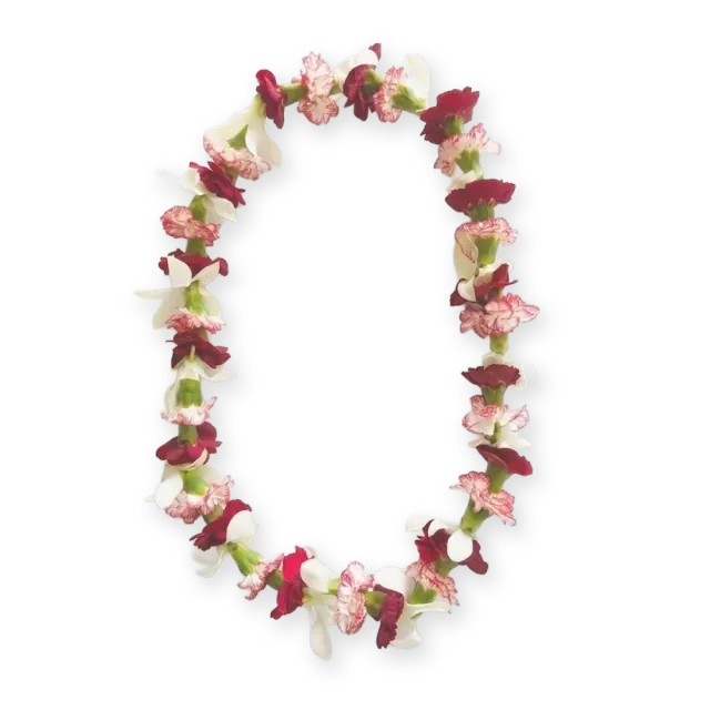 Example of a premium lei: blush pink and ivory blooms